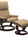 Paloma Leather Sand M/L and Brown Base | Stressless Admiral Classic Recliner | Valley Ridge Furniture