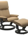 Paloma Leather Sand M/L and Grey Base | Stressless Admiral Classic Recliner | Valley Ridge Furniture