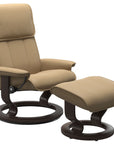 Paloma Leather Sand M/L and Wenge Base | Stressless Admiral Classic Recliner | Valley Ridge Furniture