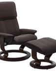 Paloma Leather Chocolate M/L and Brown Base | Stressless Admiral Classic Recliner | Valley Ridge Furniture
