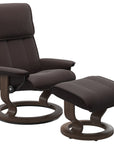 Paloma Leather Chocolate M/L and Walnut Base | Stressless Admiral Classic Recliner | Valley Ridge Furniture