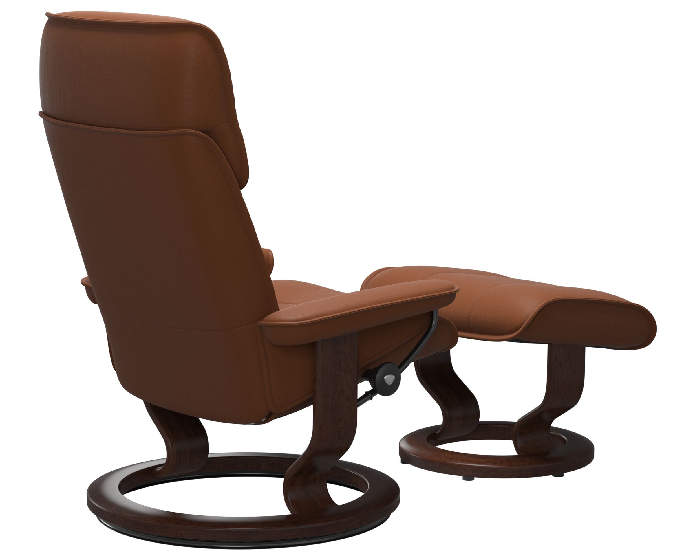 Paloma Leather New Cognac M/L &amp; Brown Base | Stressless Admiral Classic Recliner | Valley Ridge Furniture