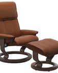 Paloma Leather New Cognac M/L and Walnut Base | Stressless Admiral Classic Recliner | Valley Ridge Furniture