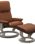 Paloma Leather New Cognac M/L and Whitewash Base | Stressless Admiral Classic Recliner | Valley Ridge Furniture