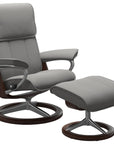 Paloma Leather Silver Grey M/L and Brown Base | Stressless Admiral Signature Recliner | Valley Ridge Furniture