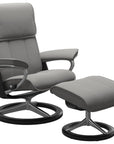 Paloma Leather Silver Grey M & Black Base | Stressless Admiral Signature Recliner | Valley Ridge Furniture