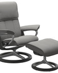 Paloma Leather Silver Grey M/L and Grey Base | Stressless Admiral Signature Recliner | Valley Ridge Furniture