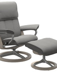 Paloma Leather Silver Grey M/L and Whitewash Base | Stressless Admiral Signature Recliner | Valley Ridge Furniture