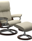 Paloma Leather Light Grey M/L and Brown Base | Stressless Admiral Signature Recliner | Valley Ridge Furniture