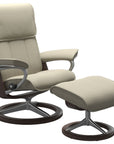 Paloma Leather Light Grey M/L and Wenge Base | Stressless Admiral Signature Recliner | Valley Ridge Furniture