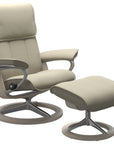 Paloma Leather Light Grey M/L and Whitewash Base | Stressless Admiral Signature Recliner | Valley Ridge Furniture