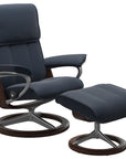 Paloma Leather Oxford Blue M/L and Brown Base | Stressless Admiral Signature Recliner | Valley Ridge Furniture