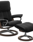 Paloma Leather Black M/L and Walnut Base | Stressless Admiral Signature Recliner | Valley Ridge Furniture