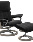 Paloma Leather Black M/L and Whitewash Base | Stressless Admiral Signature Recliner | Valley Ridge Furniture