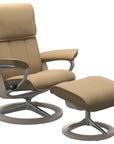 Paloma Leather Sand M/L and Whitewash Base | Stressless Admiral Signature Recliner | Valley Ridge Furniture