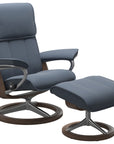 Paloma Leather Sparrow Blue L & Walnut Base | Stressless Admiral Signature Recliner | Valley Ridge Furniture