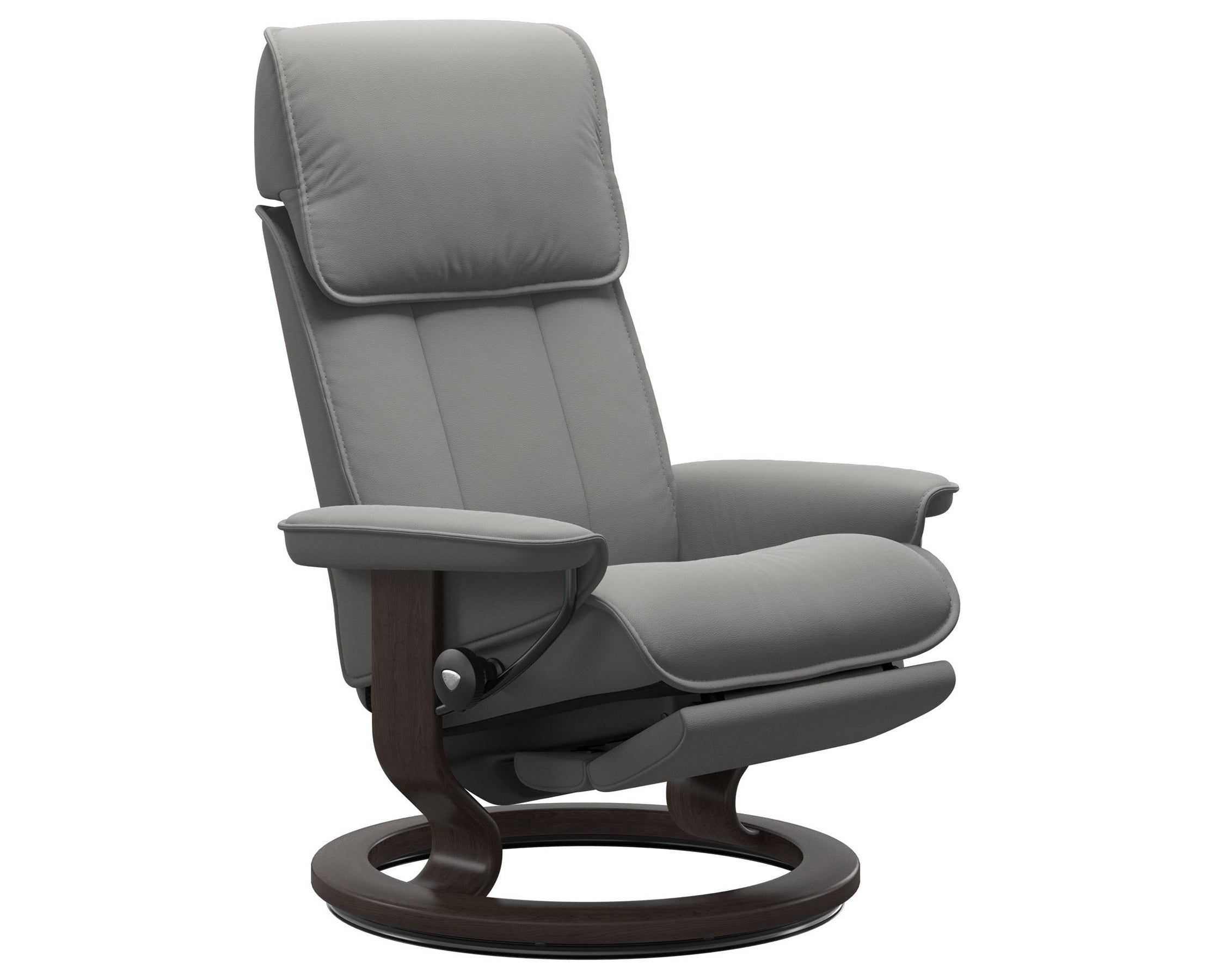 Paloma Leather Silver Grey M/L &amp; Wenge Base | Stressless Admiral Classic Power Recliner | Valley Ridge Furniture