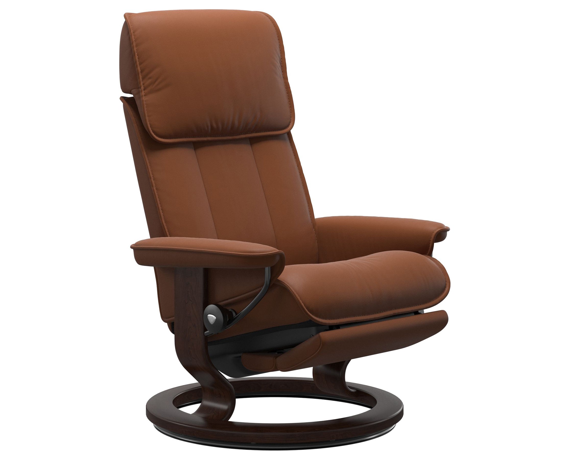 Paloma Leather New Cognac M/L &amp; Brown Base | Stressless Admiral Classic Power Recliner | Valley Ridge Furniture