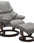 Paloma Leather Silver Grey S/M/L and Brown Base | Stressless Reno Classic Recliner | Valley Ridge Furniture
