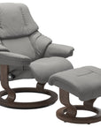 Paloma Leather Silver Grey S/M/L and Walnut Base | Stressless Reno Classic Recliner | Valley Ridge Furniture