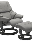 Paloma Leather Silver Grey S/M/L and Grey Base | Stressless Reno Classic Recliner | Valley Ridge Furniture