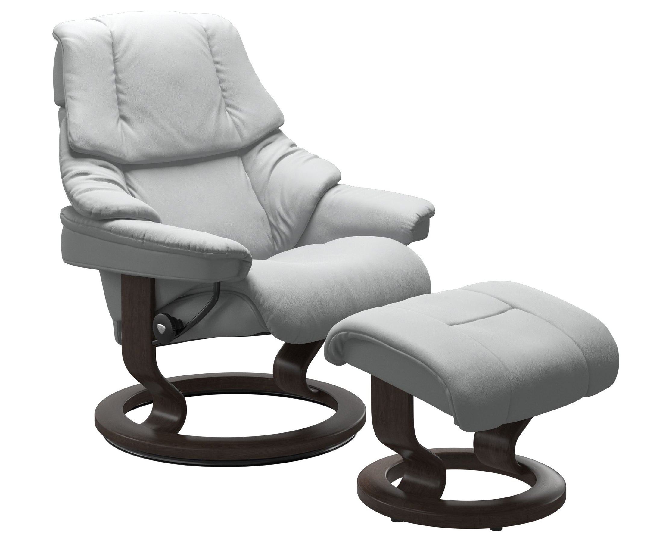 Paloma Leather Misty Grey S/M/L and Wenge Base | Stressless Reno Classic Recliner | Valley Ridge Furniture