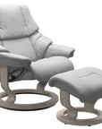 Paloma Leather Misty Grey S/M/L and Whitewash Base | Stressless Reno Classic Recliner | Valley Ridge Furniture