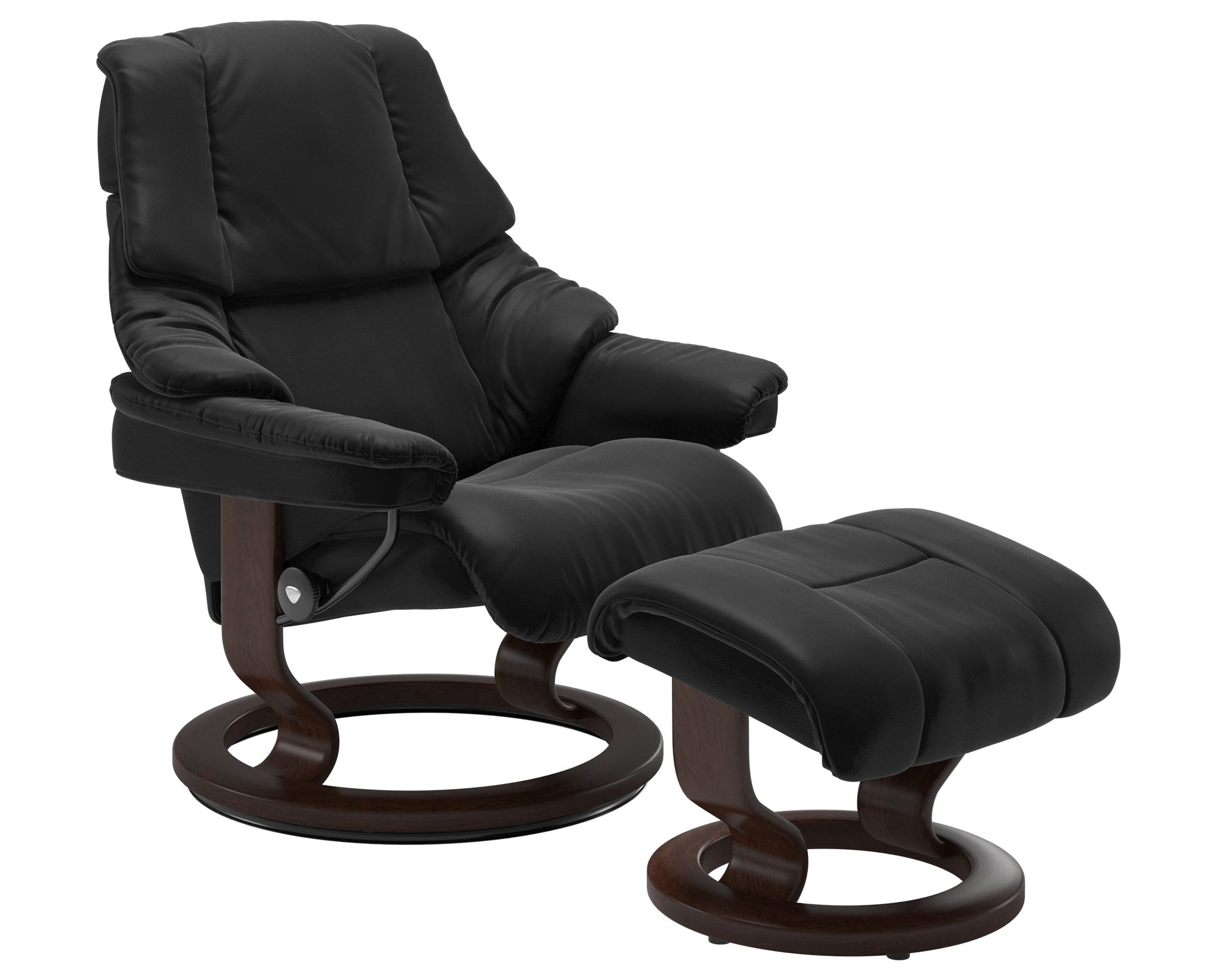 Paloma Leather Black S/M/L and Brown Base | Stressless Reno Classic Recliner | Valley Ridge Furniture