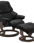 Paloma Leather Black S/M/L and Walnut Base | Stressless Reno Classic Recliner | Valley Ridge Furniture