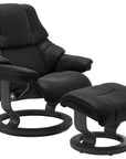 Paloma Leather Black S/M/L and Grey Base | Stressless Reno Classic Recliner | Valley Ridge Furniture