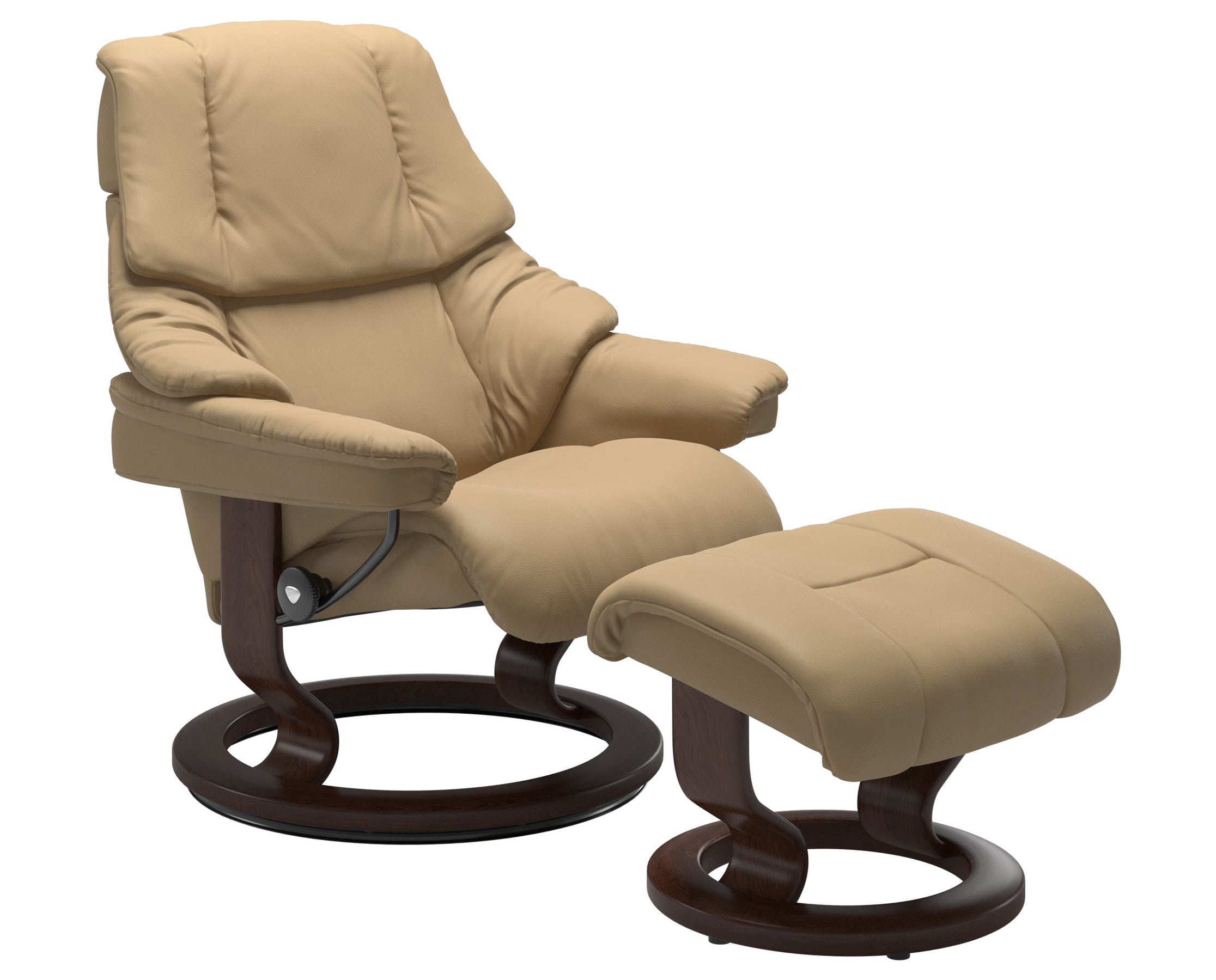 Paloma Leather Sand S/M/L and Brown Base | Stressless Reno Classic Recliner | Valley Ridge Furniture