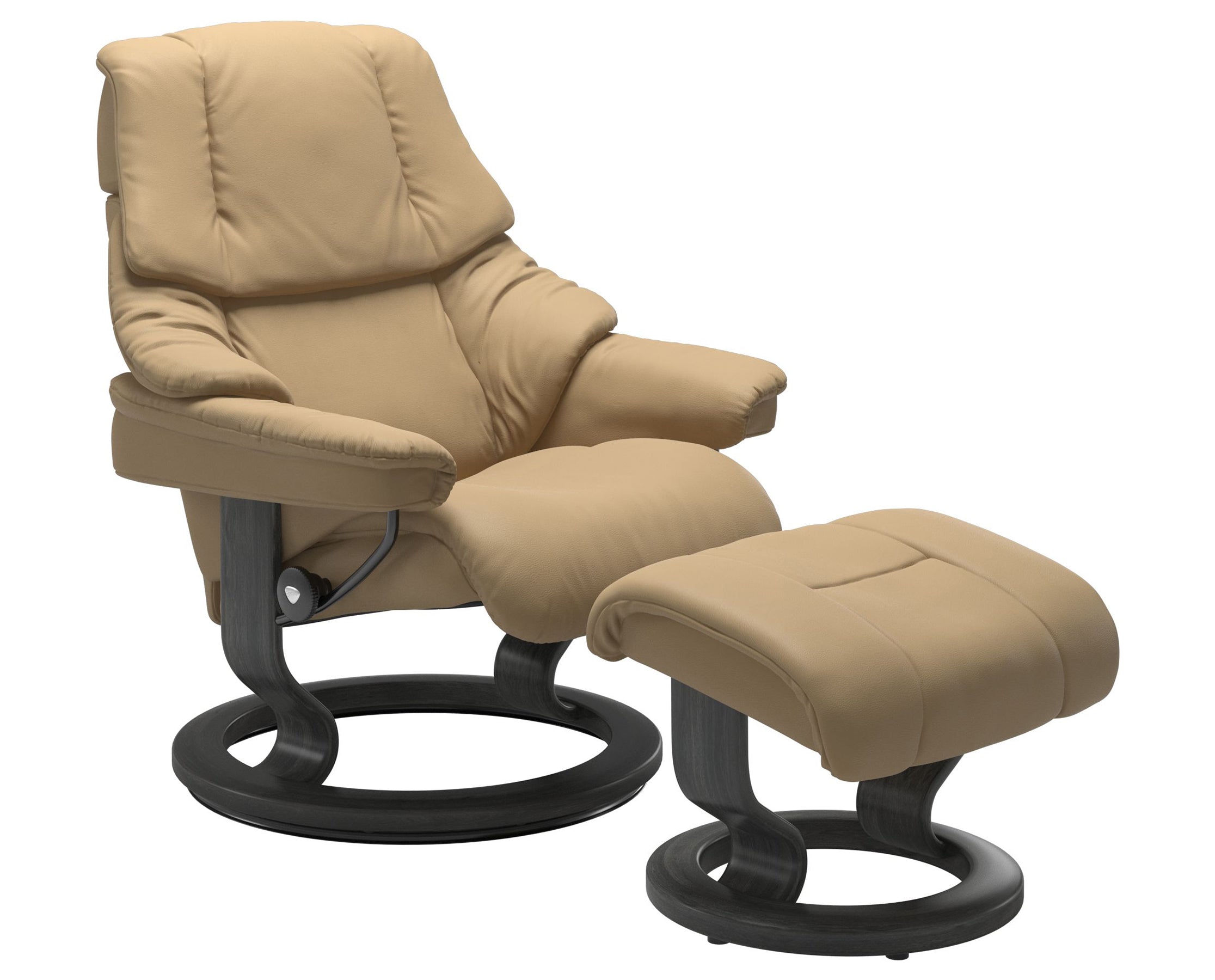 Paloma Leather Sand S/M/L and Grey Base | Stressless Reno Classic Recliner | Valley Ridge Furniture