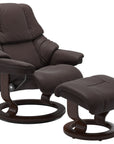 Paloma Leather Chocolate S/M/L and Brown Base | Stressless Reno Classic Recliner | Valley Ridge Furniture