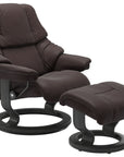 Paloma Leather Chocolate S/M/L and Grey Base | Stressless Reno Classic Recliner | Valley Ridge Furniture