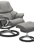 Paloma Leather Silver Grey S/M/L and Grey Base | Stressless Reno Signature Recliner | Valley Ridge Furniture