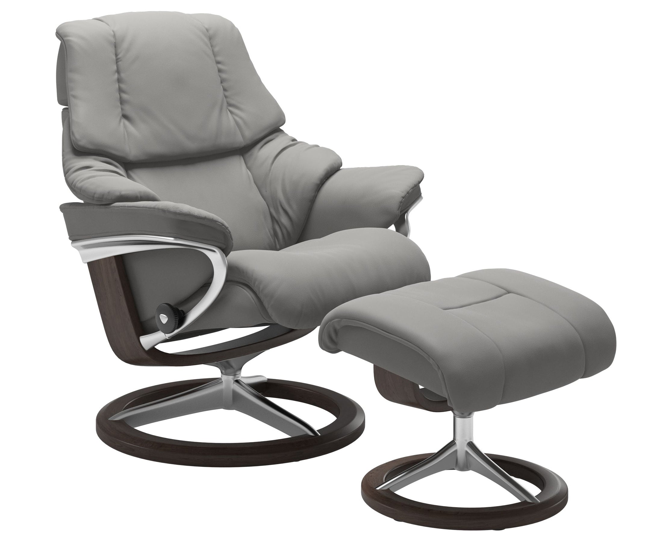 Paloma Leather Silver Grey S/M/L and Wenge Base | Stressless Reno Signature Recliner | Valley Ridge Furniture