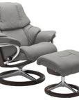 Paloma Leather Silver Grey S/M/L and Wenge Base | Stressless Reno Signature Recliner | Valley Ridge Furniture