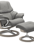 Paloma Leather Silver Grey S/M/L and Whitewash Base | Stressless Reno Signature Recliner | Valley Ridge Furniture