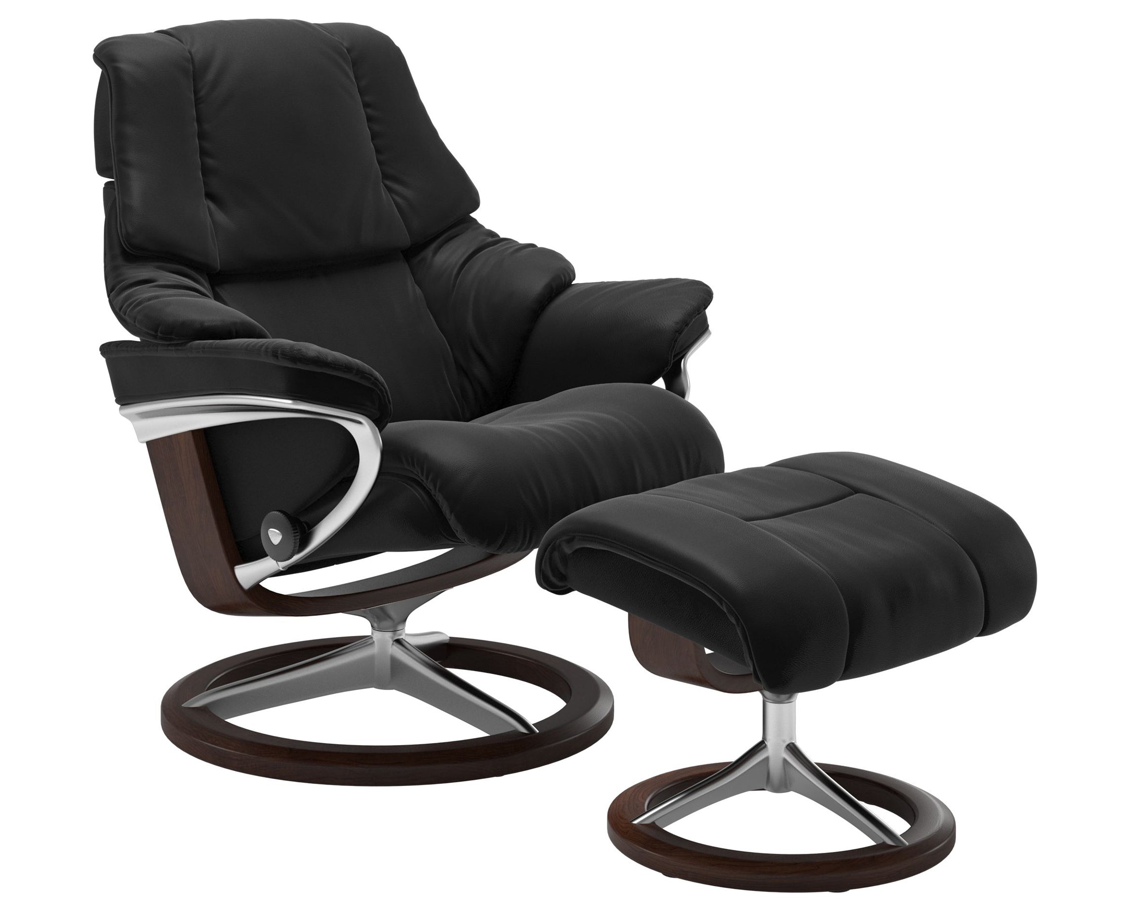 Paloma Leather Black S/M/L and Brown Base | Stressless Reno Signature Recliner | Valley Ridge Furniture