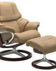 Paloma Leather Sand S/M/L and Brown Base | Stressless Reno Signature Recliner | Valley Ridge Furniture