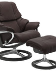 Paloma Leather Chocolate S/M/L and Grey Base | Stressless Reno Signature Recliner | Valley Ridge Furniture