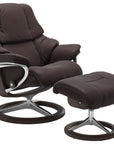 Paloma Leather Chocolate S/M/L and Wenge Base | Stressless Reno Signature Recliner | Valley Ridge Furniture