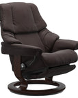 Paloma Leather Chocolate M/L & Brown Base | Stressless Reno Classic Power Recliner | Valley Ridge Furniture