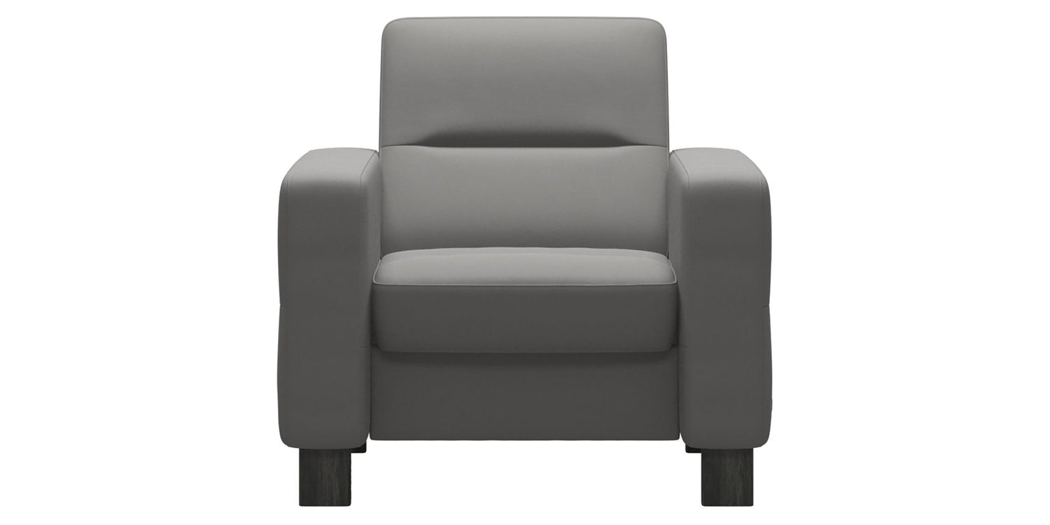 Paloma Leather Silver Grey & Grey Base | Stressless Wave Low Back Chair | Valley Ridge Furniture