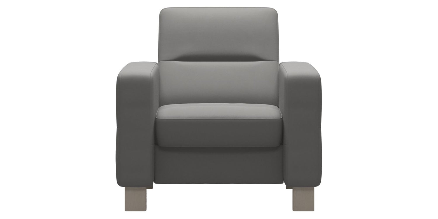 Paloma Leather Silver Grey & Whitewash Base | Stressless Wave Low Back Chair | Valley Ridge Furniture