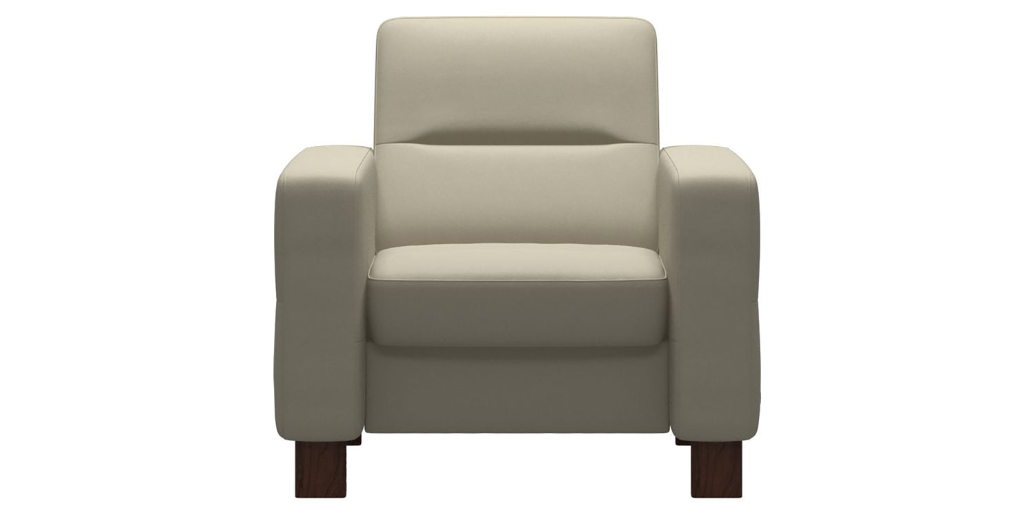 Paloma Leather Light Grey & Brown Base | Stressless Wave Low Back Chair | Valley Ridge Furniture