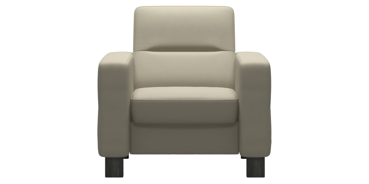 Paloma Leather Light Grey & Grey Base | Stressless Wave Low Back Chair | Valley Ridge Furniture