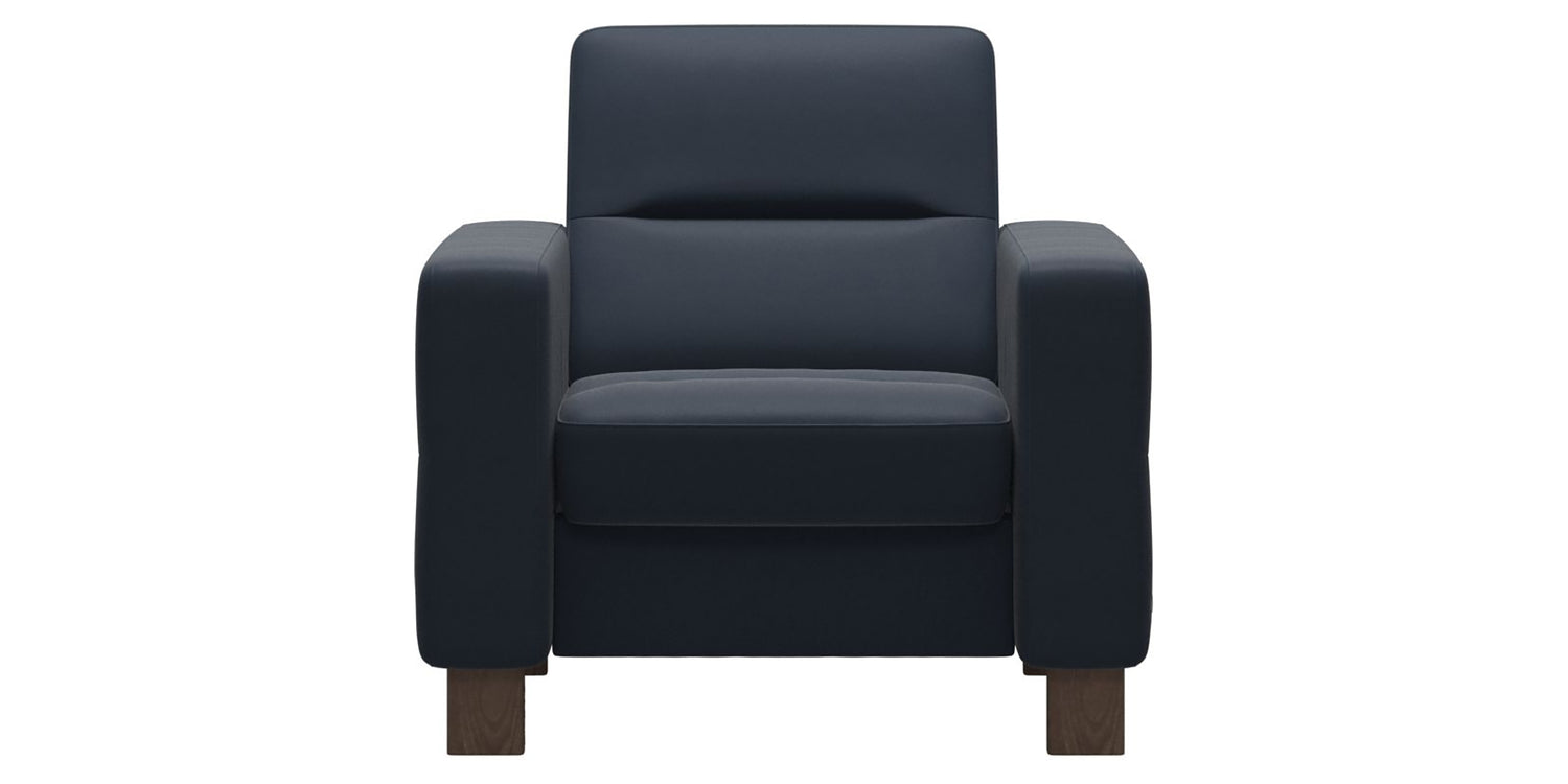 Paloma Leather Oxford Blue & Walnut Base | Stressless Wave Low Back Chair | Valley Ridge Furniture