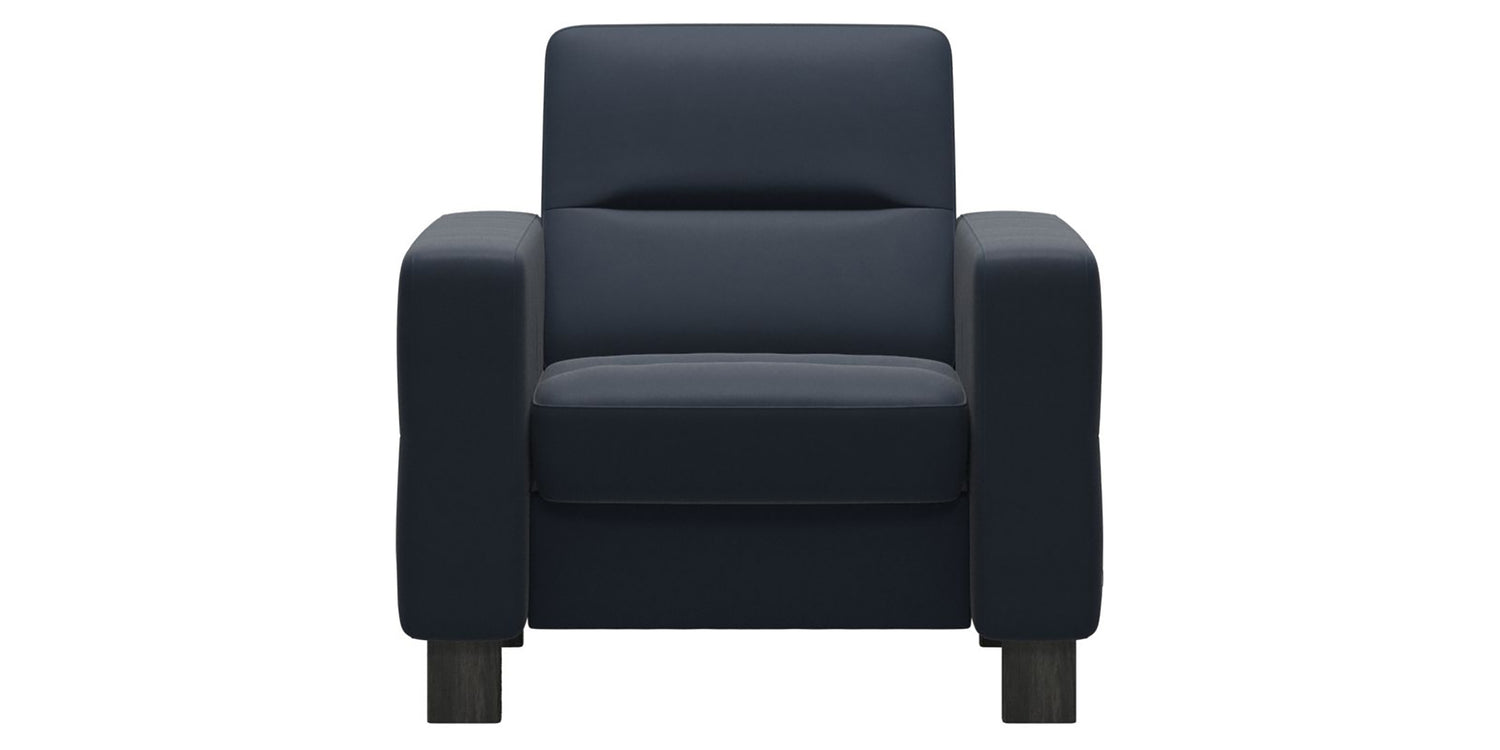 Paloma Leather Oxford Blue & Grey Base | Stressless Wave Low Back Chair | Valley Ridge Furniture