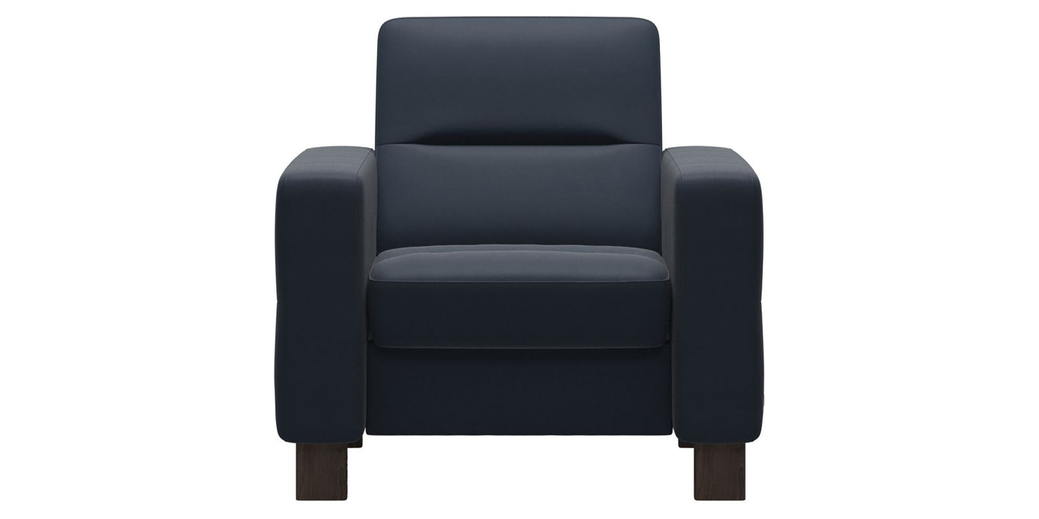Paloma Leather Oxford Blue & Wenge Base | Stressless Wave Low Back Chair | Valley Ridge Furniture